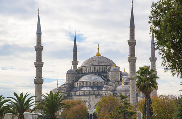 Fototapeta na wymiar View of the Blue Mosque in Istanbul, Turkey