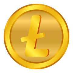 Crypto coin litecoin icon on white.