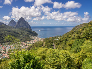 Volcanic peaks in Saint Lucia