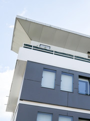 beautiful colorful apartments with cloudy sky