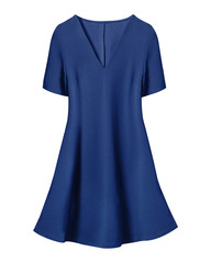 Navy blue retro dress with short sleeves isolated on white