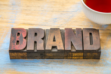brand word in vintage wood type