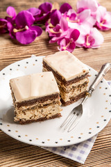 Piece of nutty-coffee cake.
