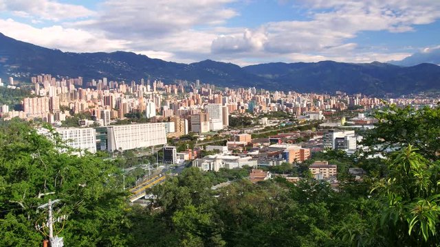 LATIN AMERICAN CITY - MEDELLIN, COLOMBIA, VIEW TO THE SOUTH OF VALLEY, 4K