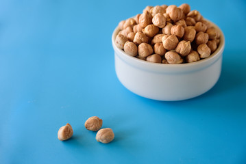 Ceramic bowl with raw chickpeas