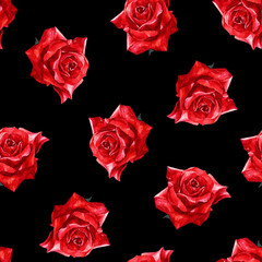 Watercolor seamless pattern of roses.
