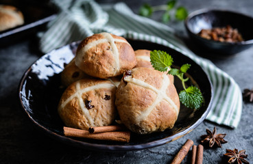 Hot Cross Buns - Easter sweet spiced pies with raisins