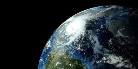 Fototapeta na wymiar Extremely detailed and realistic high resolution 3D illustration of a hurricane. Shot from Space. Elements of this image are furnished by Nasa.
