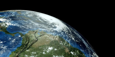 Extremely detailed and realistic high resolution 3D illustration of a hurricane. Shot from Space. Elements of this image are furnished by Nasa.