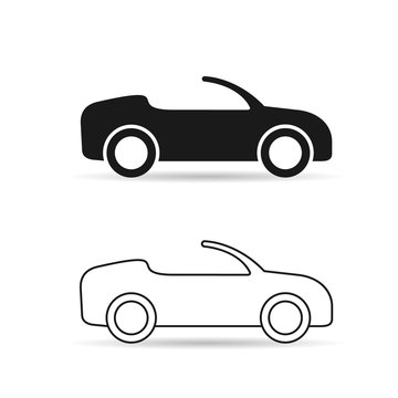 Cabriolet Car Icon set. Vector isolated simple convertible car symbol
