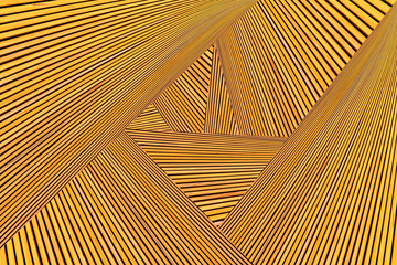 Abstract photo montage of yellow orange timber. Converging lines of planks.