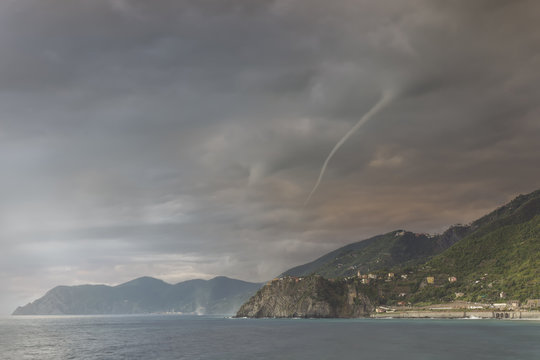 whirlwind on Corniglia, Cinque Terre, municipality of Vernazza, La Spezia provence, Liguria, Italy, Europe