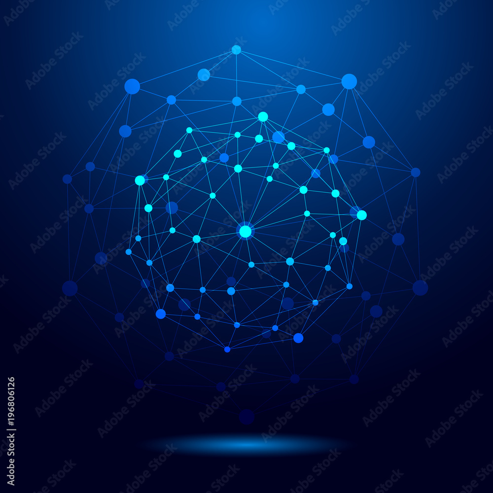 Wall mural network connection, globe connection, tech background - vector