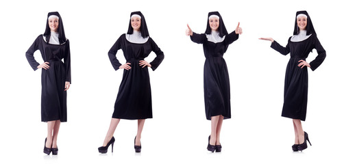 Nun isolated on the white background