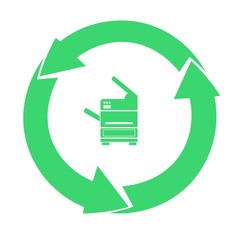 Imprimante, photocopieur dans un symbole recyclage