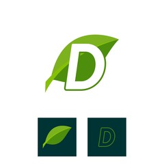 sophisticated luxury logos, concept logo leaf letter D, natural green leaf symbol, initials icon design, nature green leaf symbol