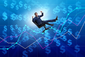 Businessman in economic growth concept