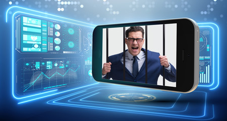 Mobile phone and social media addiction concept