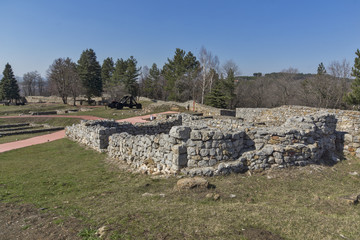 Fototapeta na wymiar Ruins of the medieval fortress Krakra from the period of First Bulgarian Empire near city of Pernik, Bulgaria