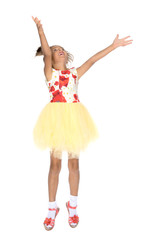 Naklejka premium Little girl is jumping.