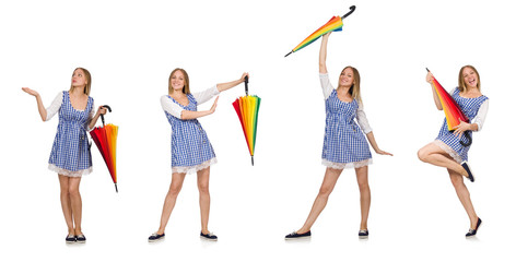 Fototapeta premium Woman with umbrella isolated on white