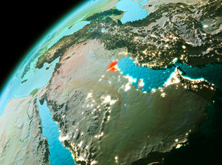 Fototapeta premium Kuwait from space in evening