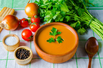 Tomato soup prepared in traditional italian style