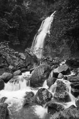 black and white of Big Waterfall Chalermprakiat, Betong, Yala province, Thailand
