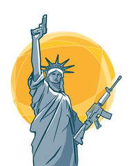 The statue of Liberty with guns in her hands. Vector