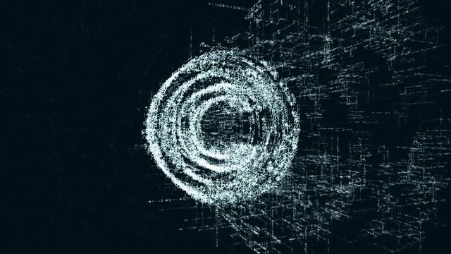 Copyright logo, a design consisting of a code of numbers and a symbol. Abstract copyright icon in computer cyber network on a dark turquoise background