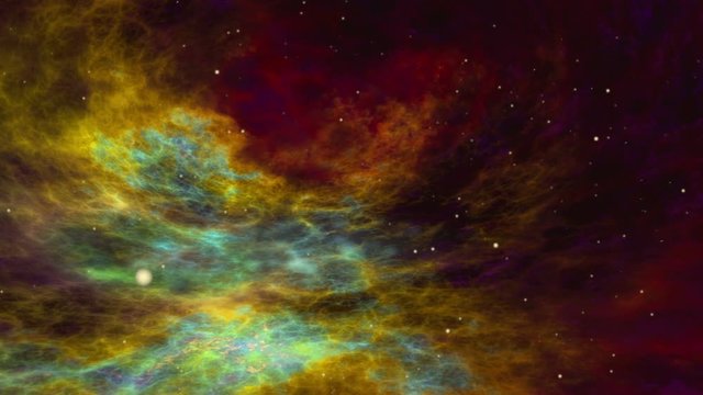 Beautiful colorful nebula, planets and stars, universe, flying through imaginary nebula and star fields in deep space, megastars sparkling, dynamic background, animation, abstract illustration