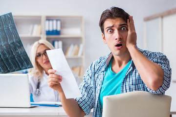 Male patient angry at expensive healthcare bill