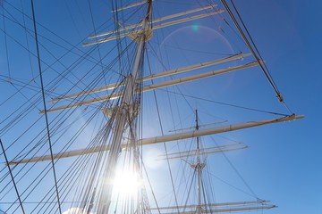 Sail masts in bright light