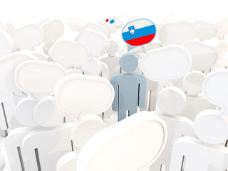 Man with flag of slovenia in a crowd