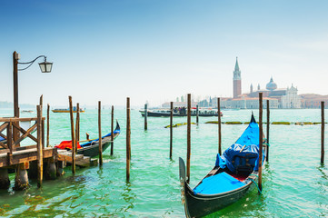 Obraz na płótnie Canvas Grand canal and gondolas in Venice, Italy