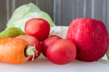 Mix fresh fruits and vegetables for healty smoothie