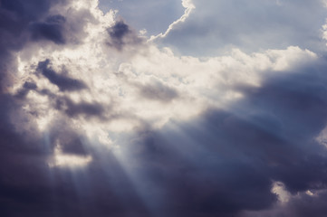 Sun Crepuscular ray(beam) on the sky.