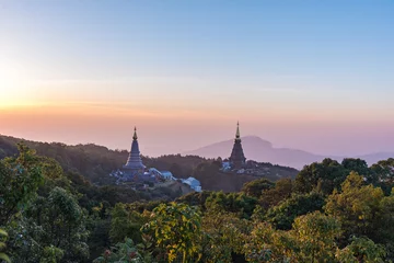 Fotobehang King and Queen Pagodas in mountain. © coffmancmu