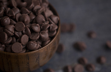 A Bowl of Chocolate Chips on a Slate Countertop