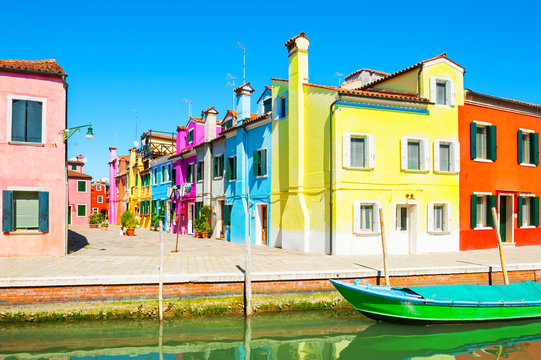 Colorful buildings in Burano, Venice, Italy