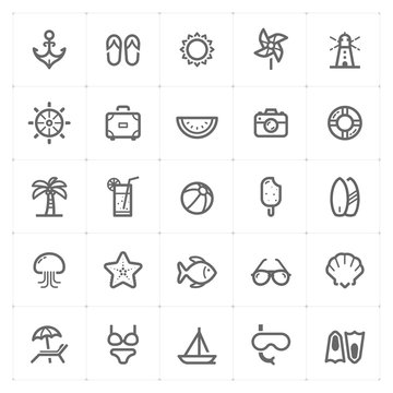 Mini Icon set - Beach icon vector illustration