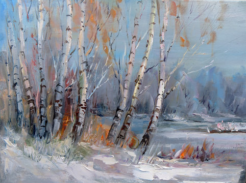 Birch trees © World of painting