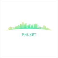 Phuket skyline silhouette. Vector design colorful illustration.