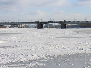 Fototapeta premium drawbridge across the frozen river