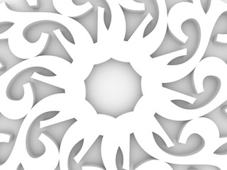 Obraz premium Decorative design element. Patterns with geometric ornament. Circular ornamental symbol. Islam, Arabic and Indian, ottoman motifs. 3D rendering