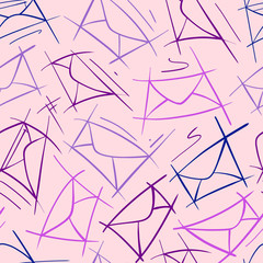 Fototapeta premium Postal letters envelopes sketches seamless pattern