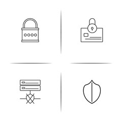 Cyber Security simple linear icon set.Simple outline icons