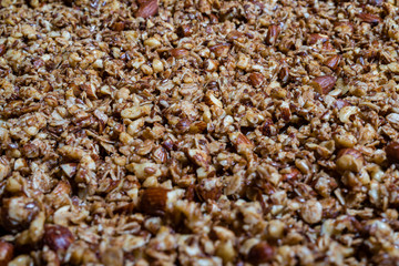 homemade granola with lots of nuts 