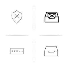 Cyber Security simple linear icon set.Simple outline icons