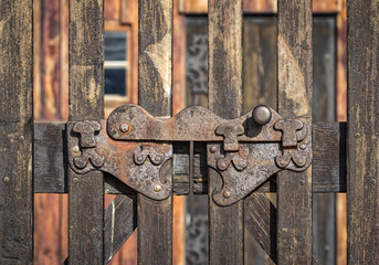 Beautiful and old iron door latch, Iceland
